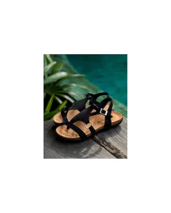 Femmes Yokono Sandales Plates*Manacor-021 Sandale Plate Noire